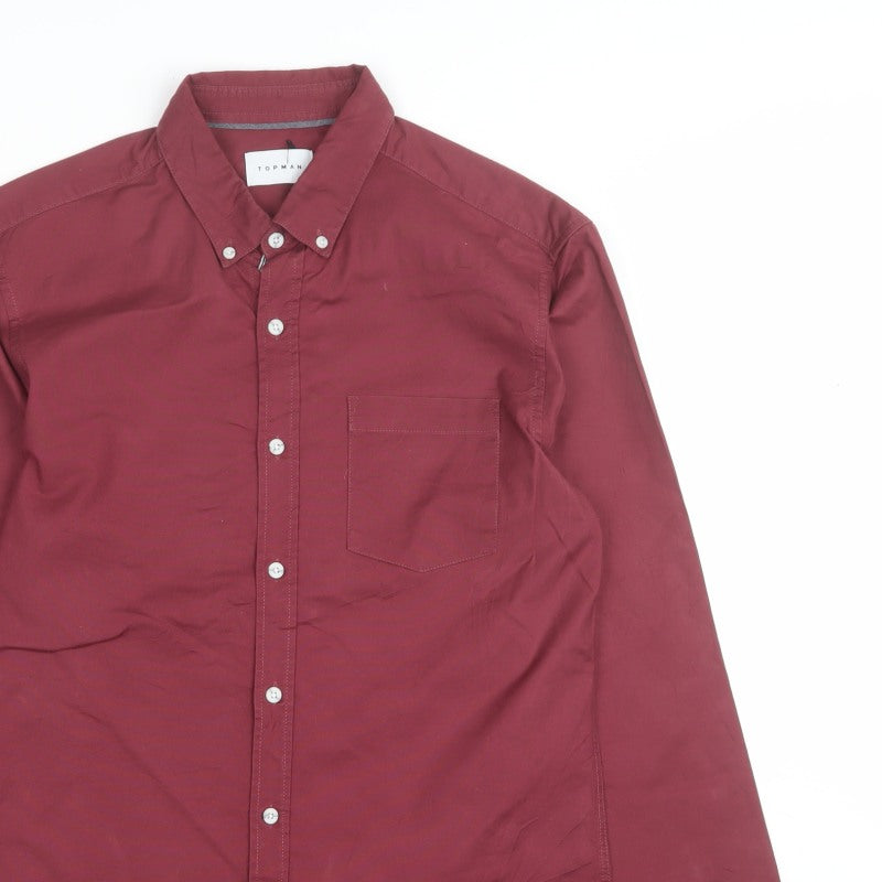 Topman Men’s Red L Long Sleeve Button-Down Casual Shirt