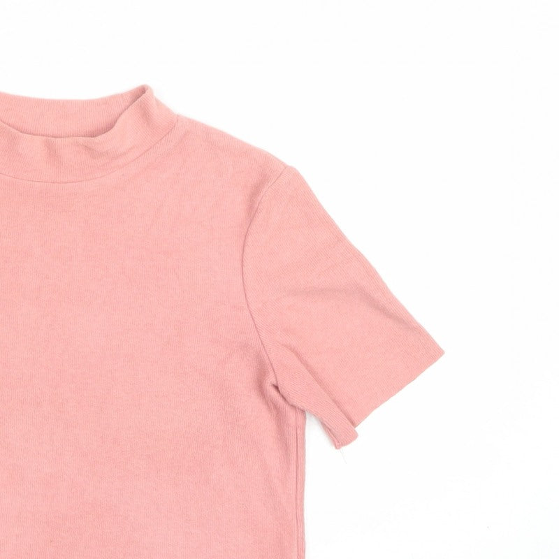 Zara Trafaluc Women Pink Size 26 Basic Mock Neck Knit Top