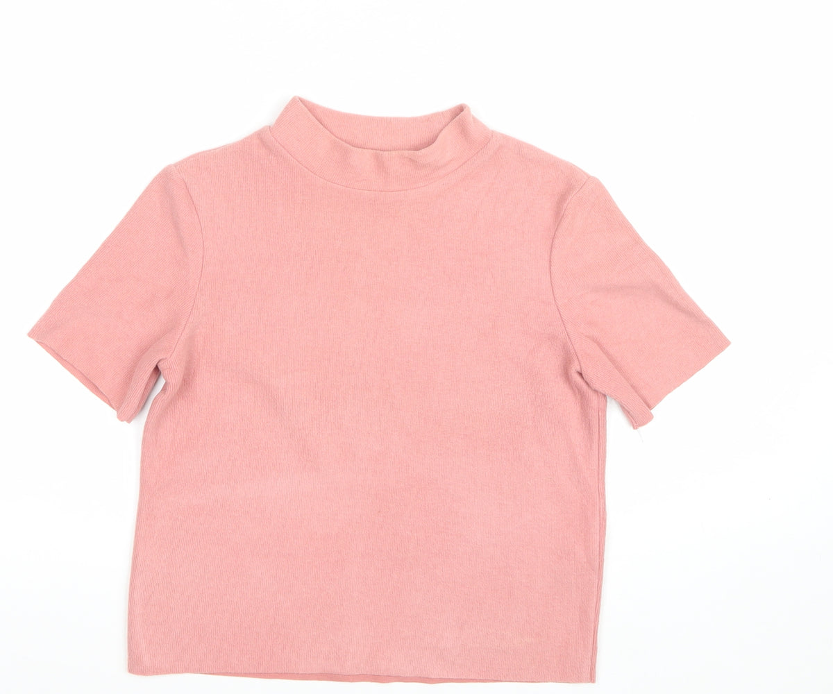 Zara Trafaluc Women Pink Size 26 Basic Mock Neck Knit Top