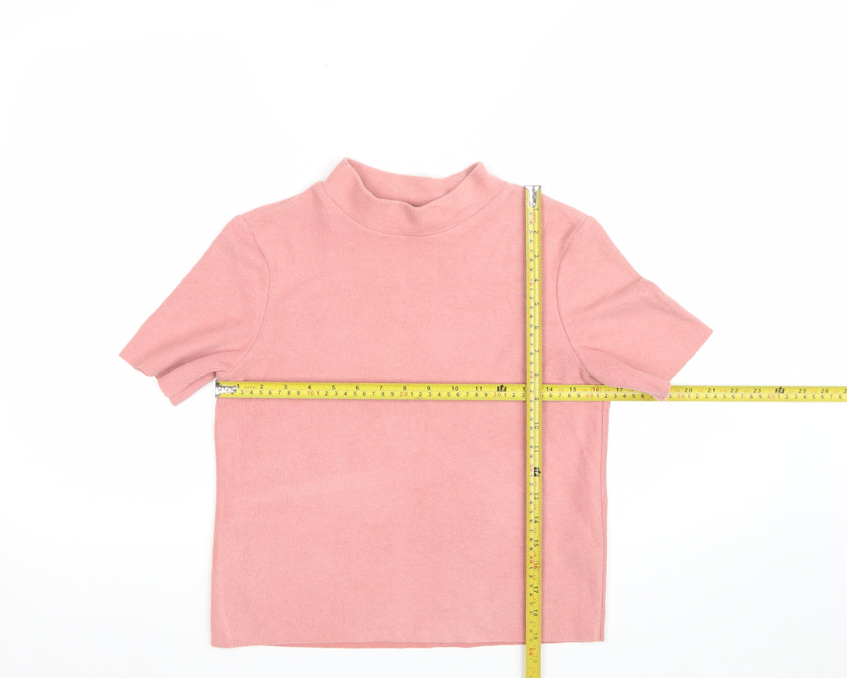 Zara Trafaluc Women Pink Size 26 Basic Mock Neck Knit Top