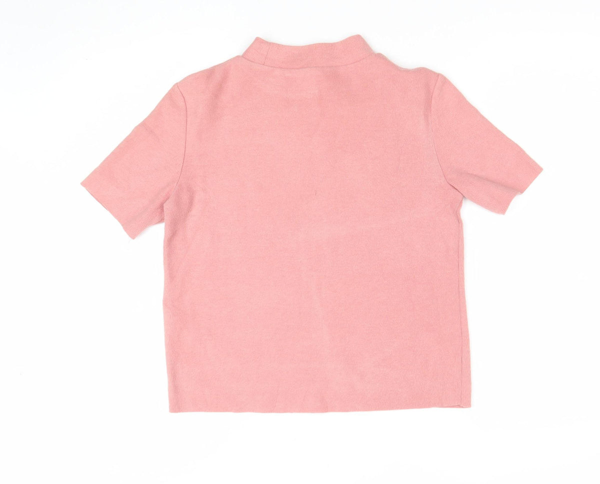Zara Trafaluc Women Pink Size 26 Basic Mock Neck Knit Top
