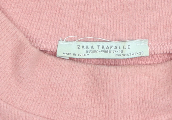 Zara Trafaluc Women Pink Size 26 Basic Mock Neck Knit Top