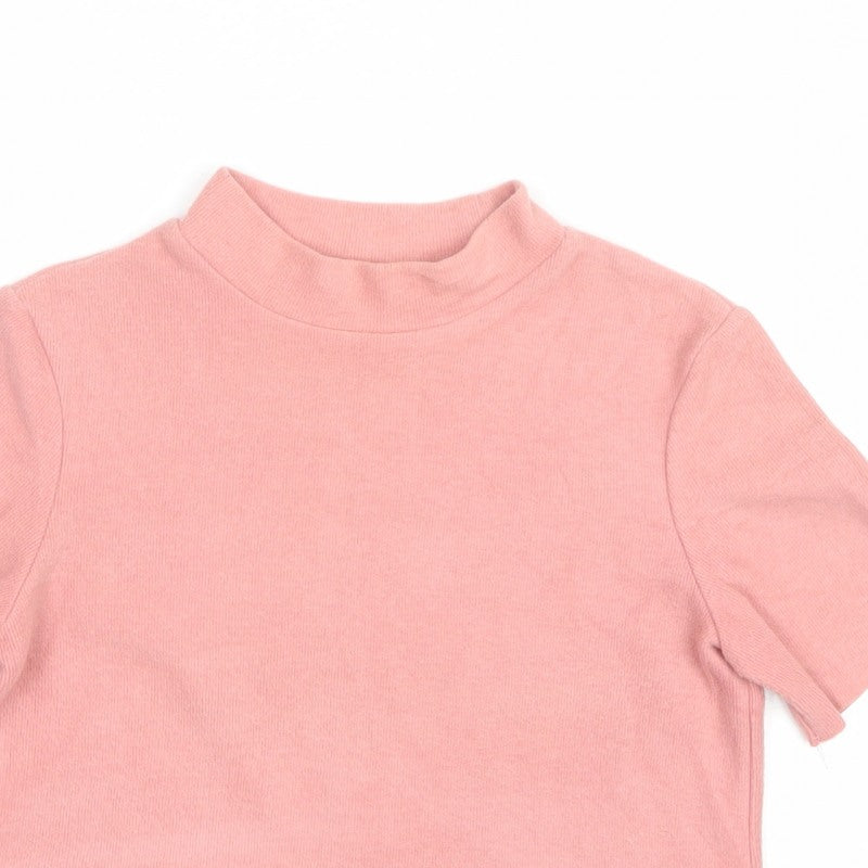 Zara Trafaluc Women Pink Size 26 Basic Mock Neck Knit Top