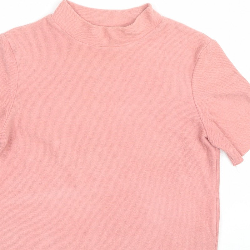 Zara Trafaluc Women Pink Size 26 Basic Mock Neck Knit Top