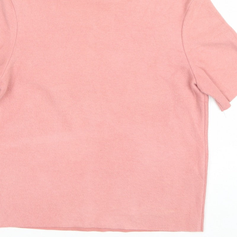 Zara Trafaluc Women Pink Size 26 Basic Mock Neck Knit Top