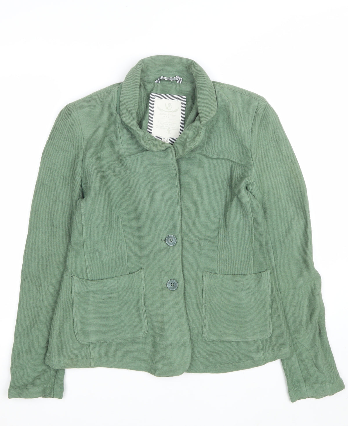 WB Women’s Green UK 8 Corduroy Button Front Collared Jacket