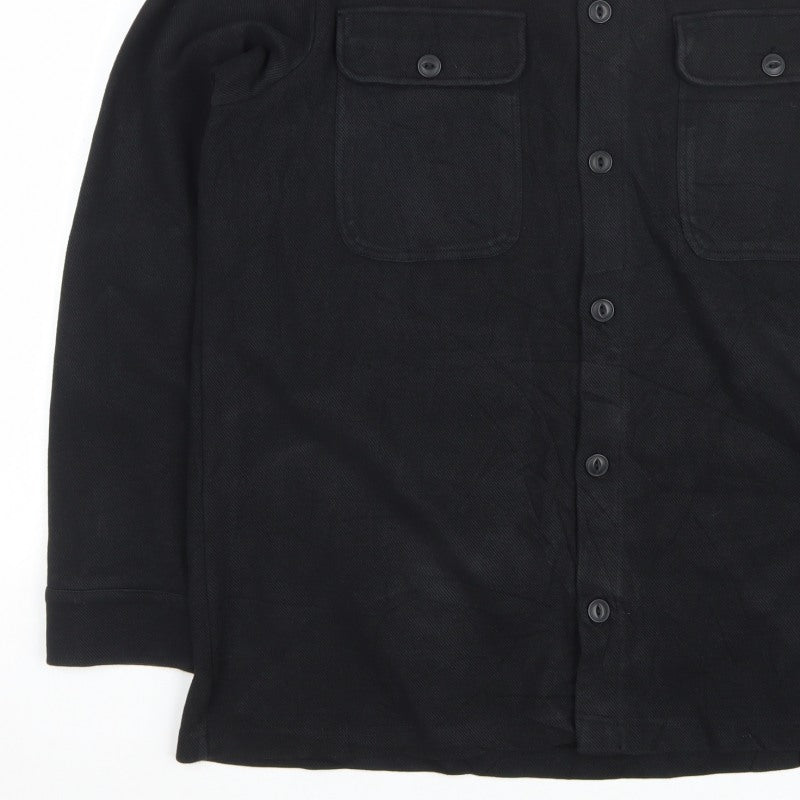 Only & Sons Men's Black XL Button Front Shacket Jacket Utility Pockets