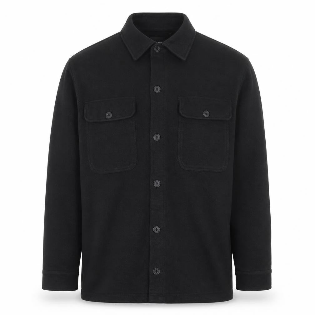 Only & Sons Men's Black XL Button Front Shacket Jacket Utility Pockets
