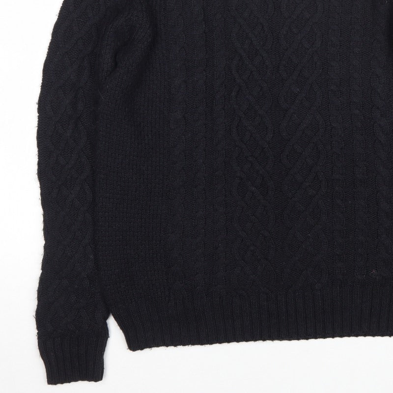 Firetrap Men’s Black L Cable Knit Crew Neck Pullover Jumper