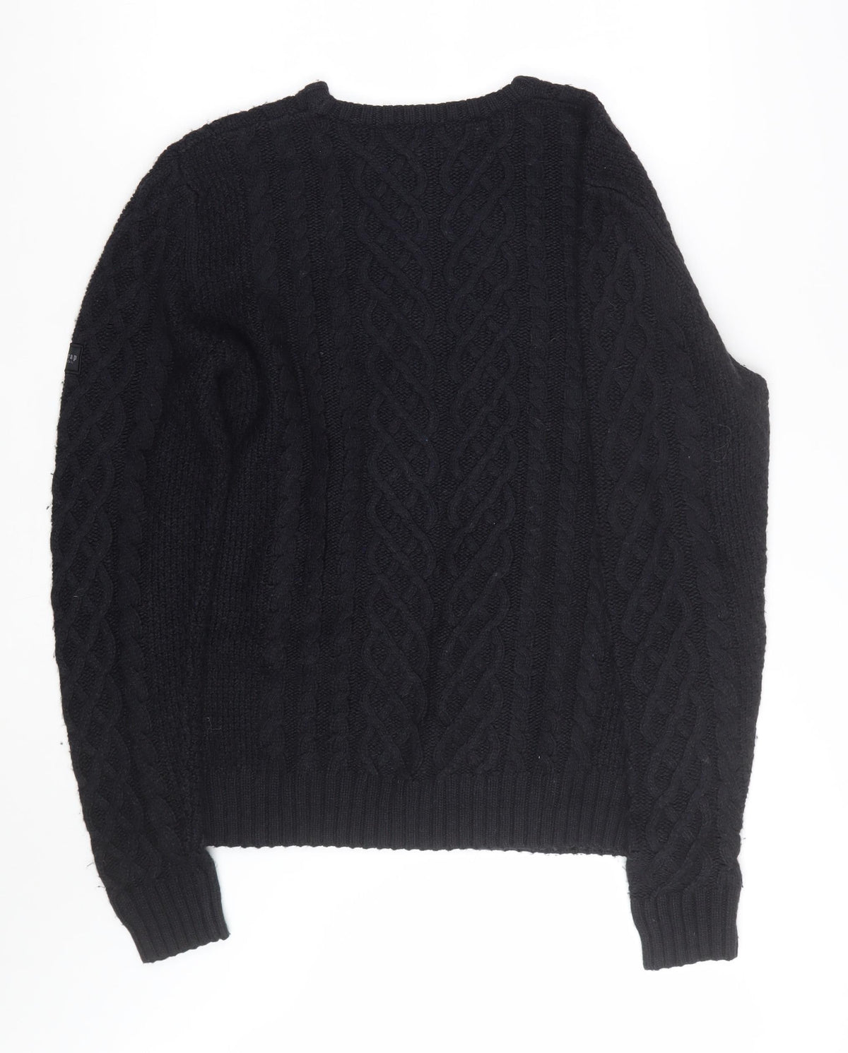 Firetrap Men’s Black L Cable Knit Crew Neck Pullover Jumper