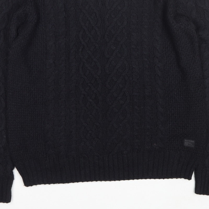 Firetrap Men’s Black L Cable Knit Crew Neck Pullover Jumper