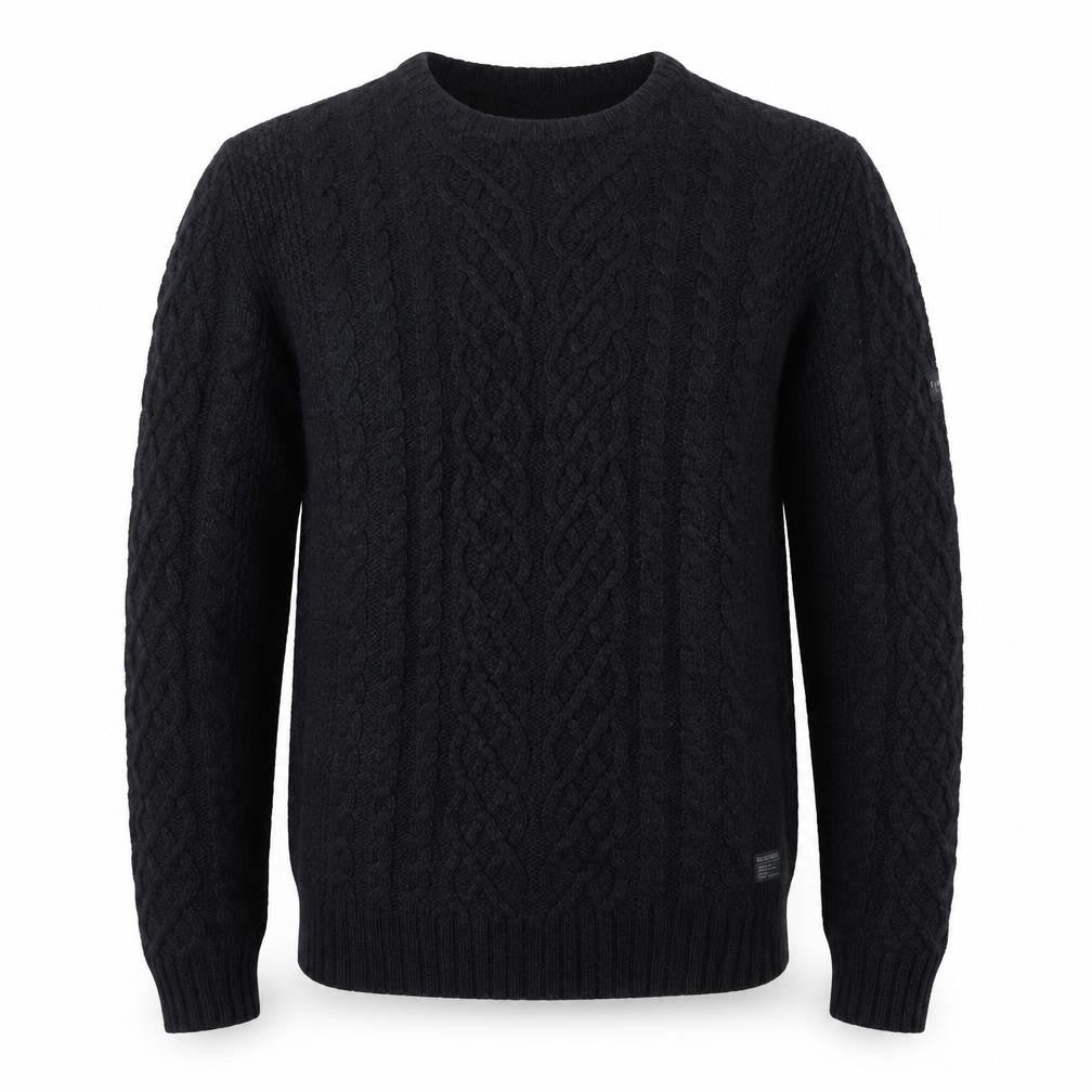 Firetrap Men’s Black L Cable Knit Crew Neck Pullover Jumper