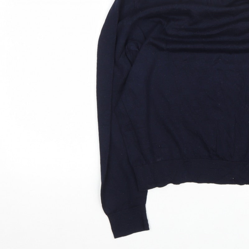 Autograph Men’s Blue XL Merino Wool 1/4 Zip High Neck Jumper