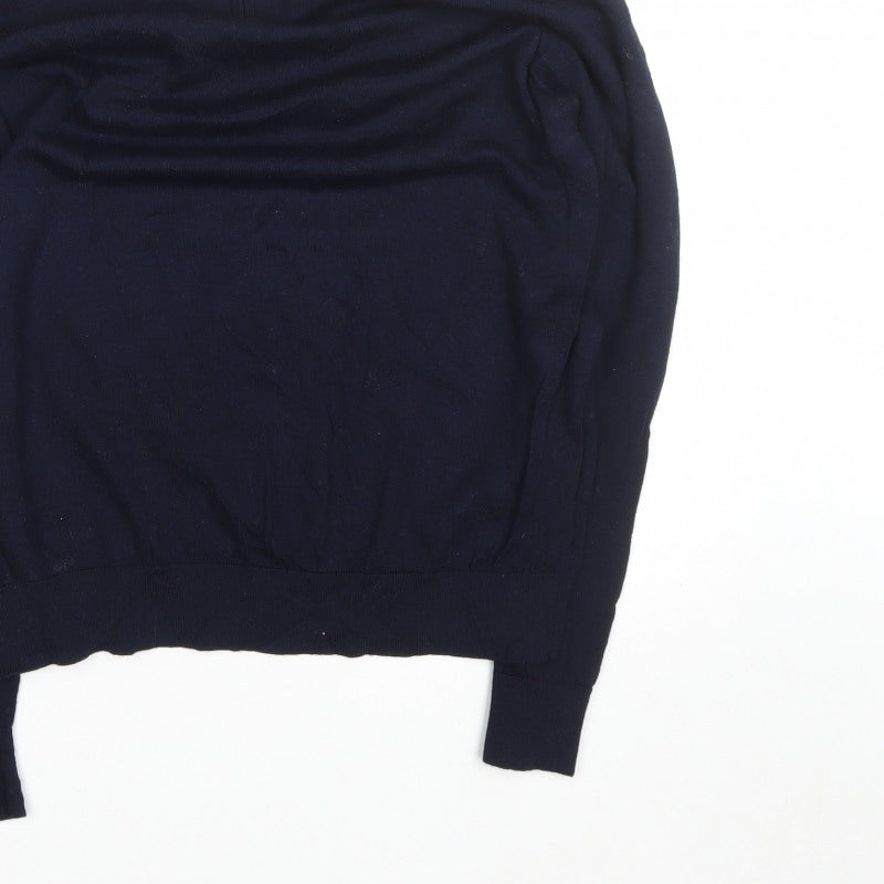 Autograph Men’s Blue XL Merino Wool 1/4 Zip High Neck Jumper