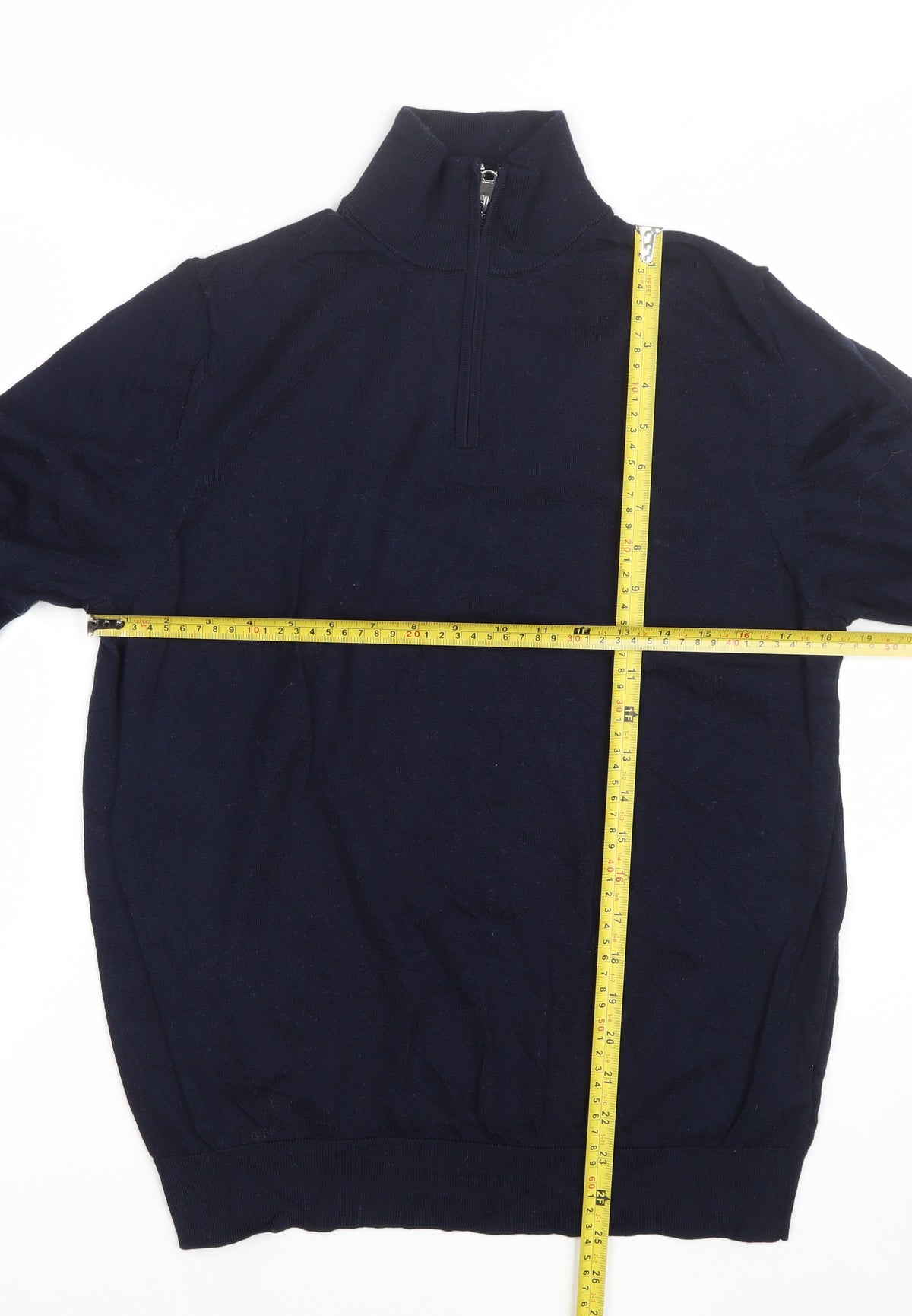 Autograph Men’s Blue XL Merino Wool 1/4 Zip High Neck Jumper