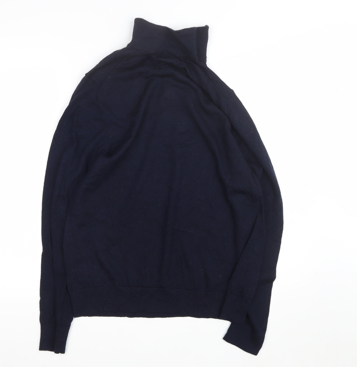 Autograph Men’s Blue XL Merino Wool 1/4 Zip High Neck Jumper