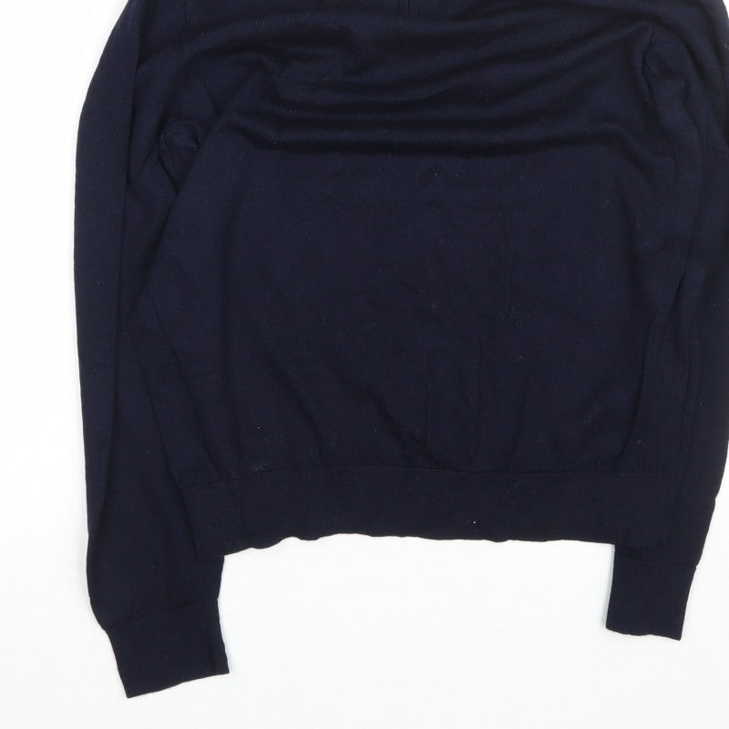 Autograph Men’s Blue XL Merino Wool 1/4 Zip High Neck Jumper