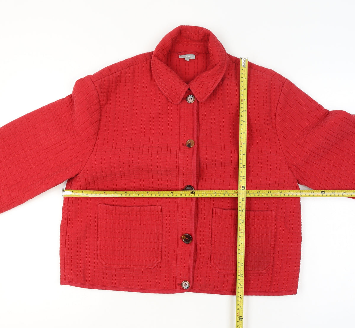 Oliver Bonas Women’s Red UK 12 Quilted Cotton Button Jacket
