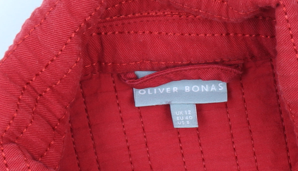 Oliver Bonas Women’s Red UK 12 Quilted Cotton Button Jacket