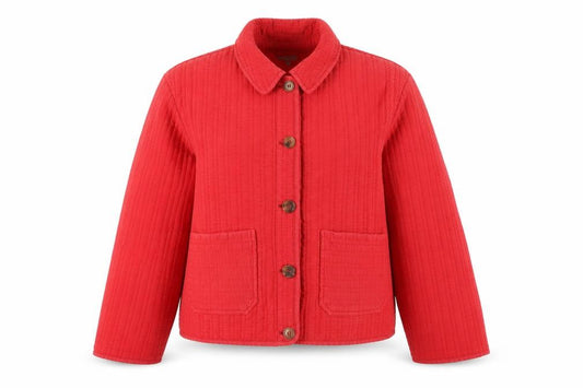 Oliver Bonas Women’s Red UK 12 Quilted Cotton Button Jacket