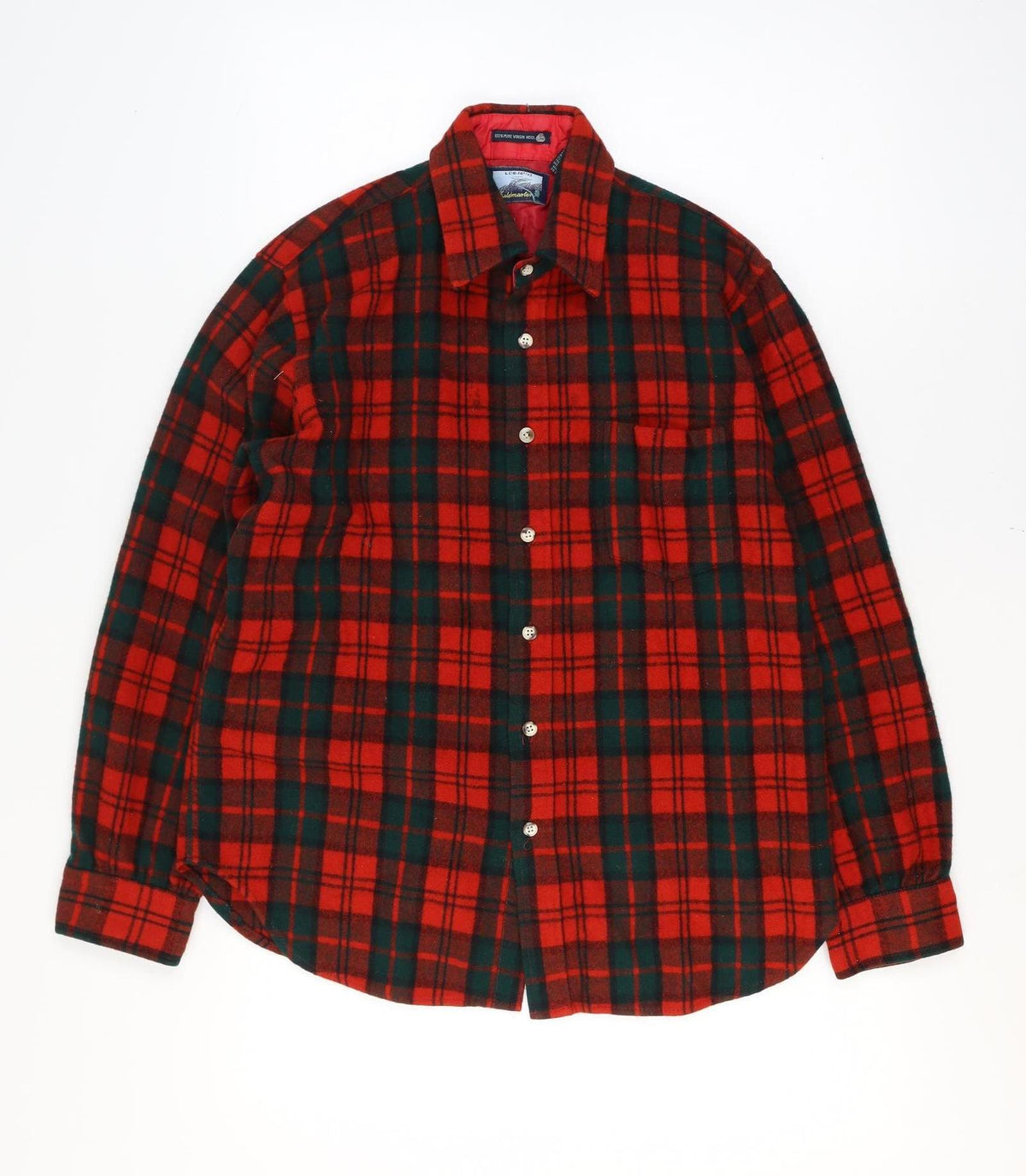 Fieldmaster Men’s Red Plaid Wool Lined Shirt Jacket L Vintage