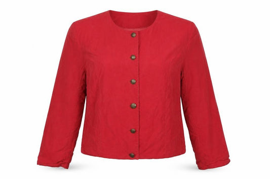 Art of Silk Women Red L 100% Silk 6 Button Suit Jacket