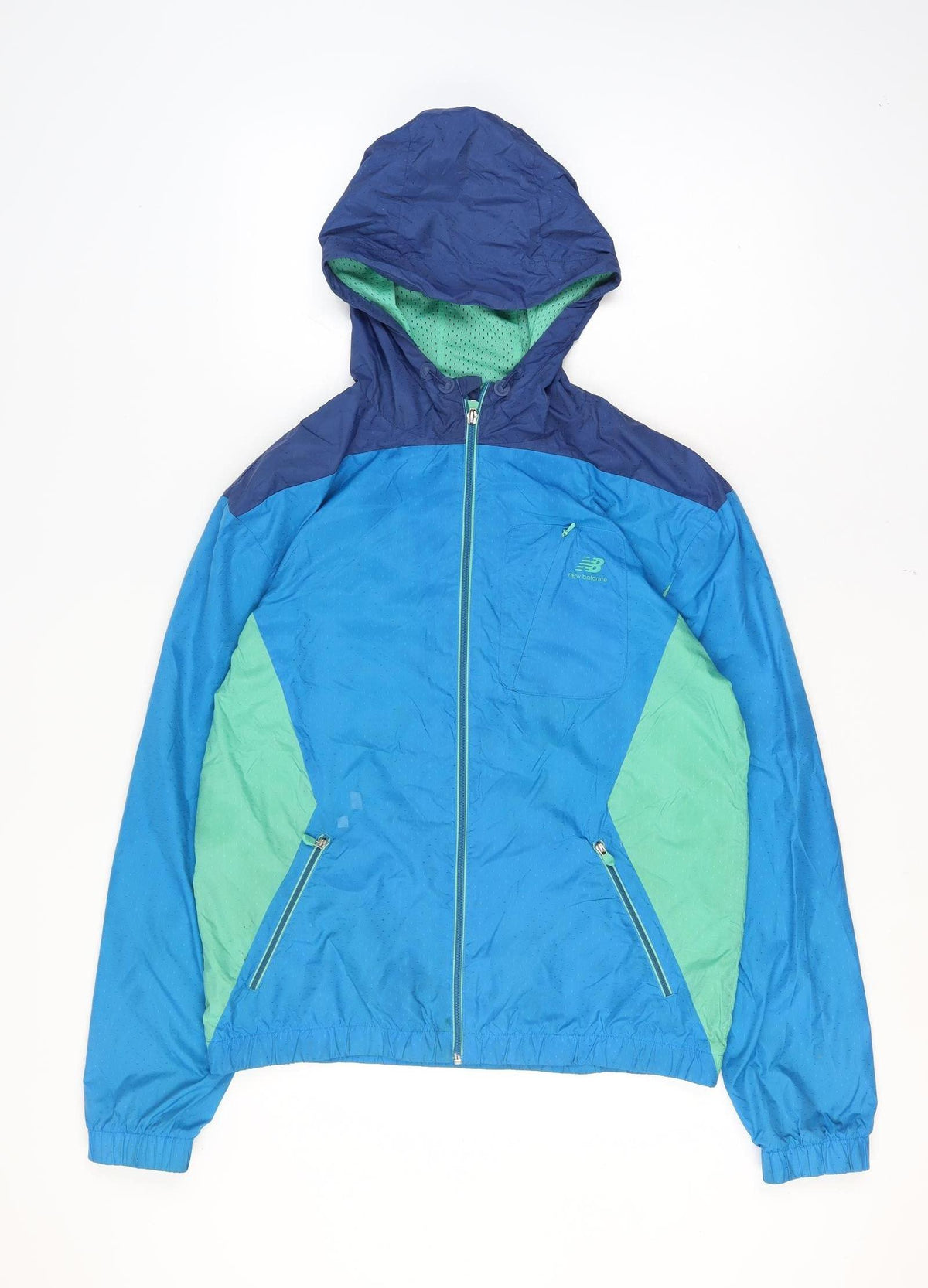 New Balance Men's Blue M Hooded Windbreaker Full Zip Jacket