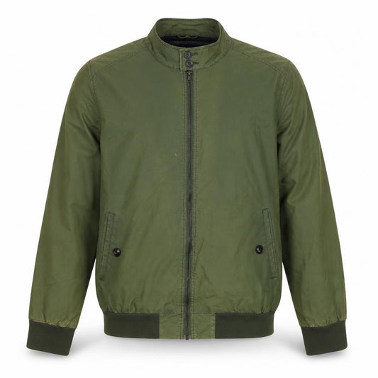 Burton Menswear Men Green L Bomber Jacket Full Zip Stand Collar