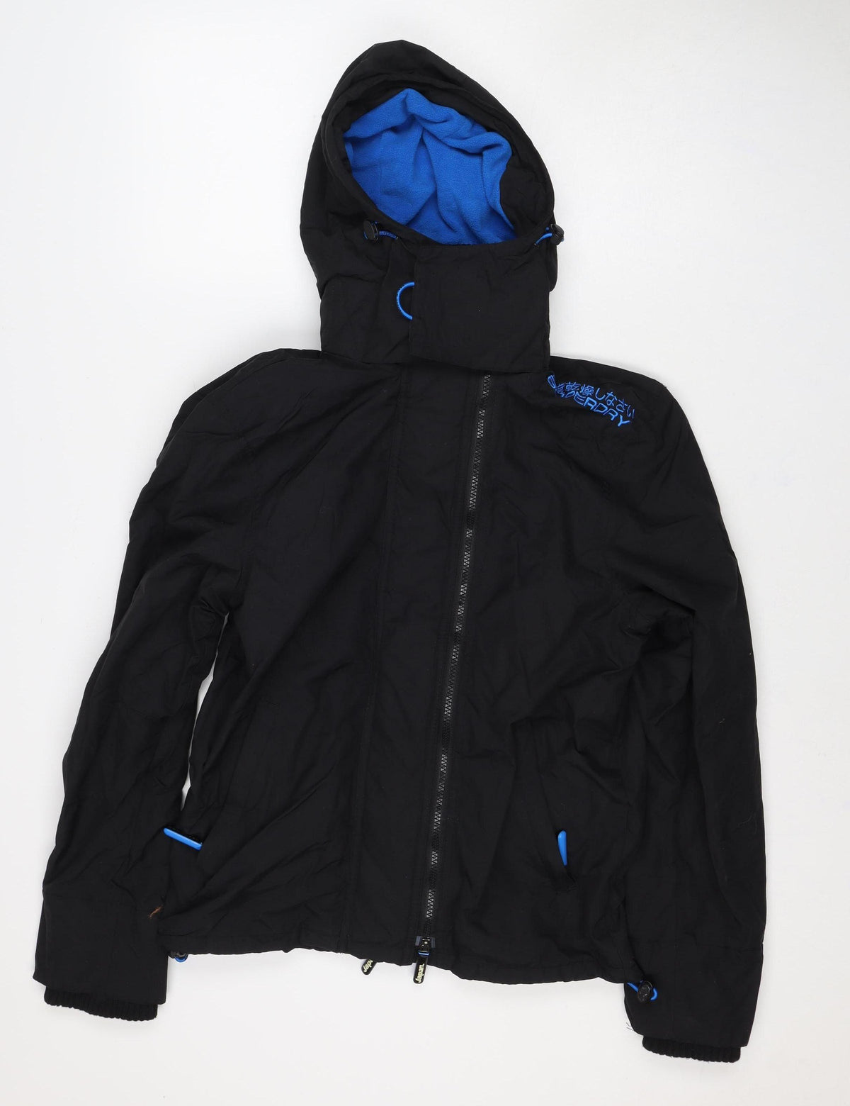 Superdry Men Black S Windbreaker Hooded Full Zip Jacket