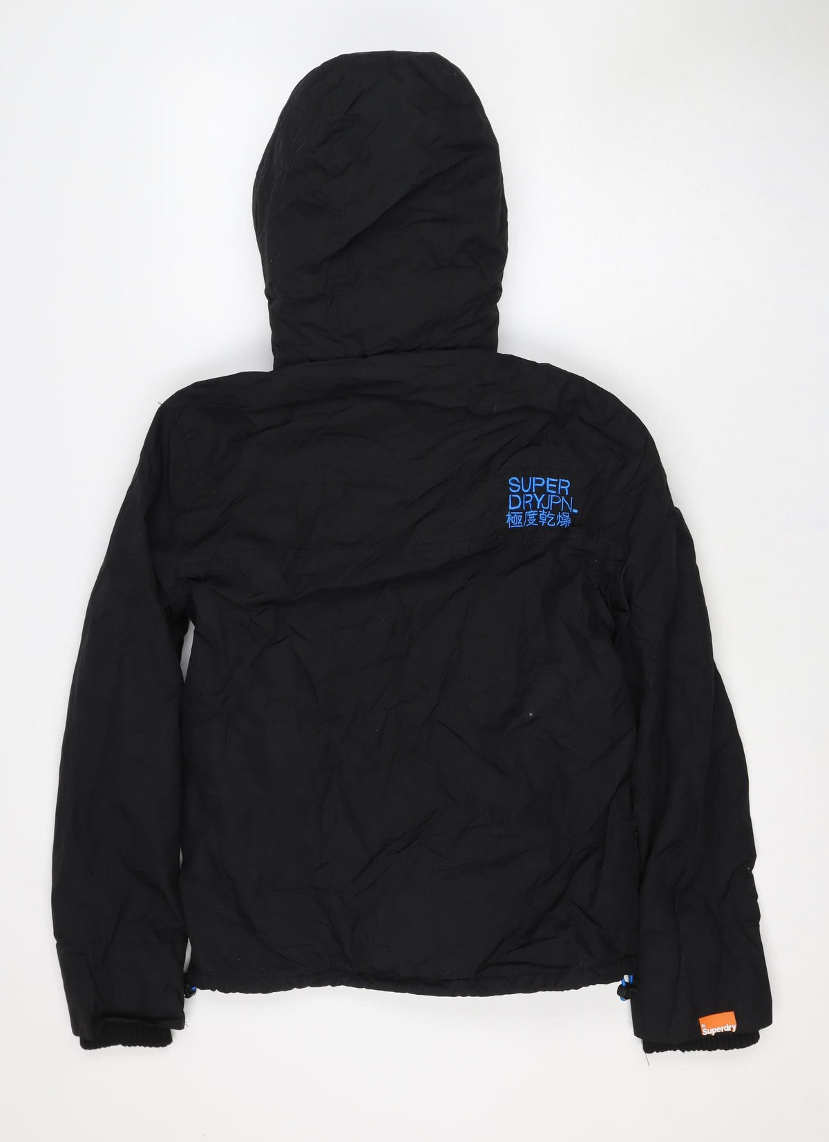 Superdry Men Black S Windbreaker Hooded Full Zip Jacket