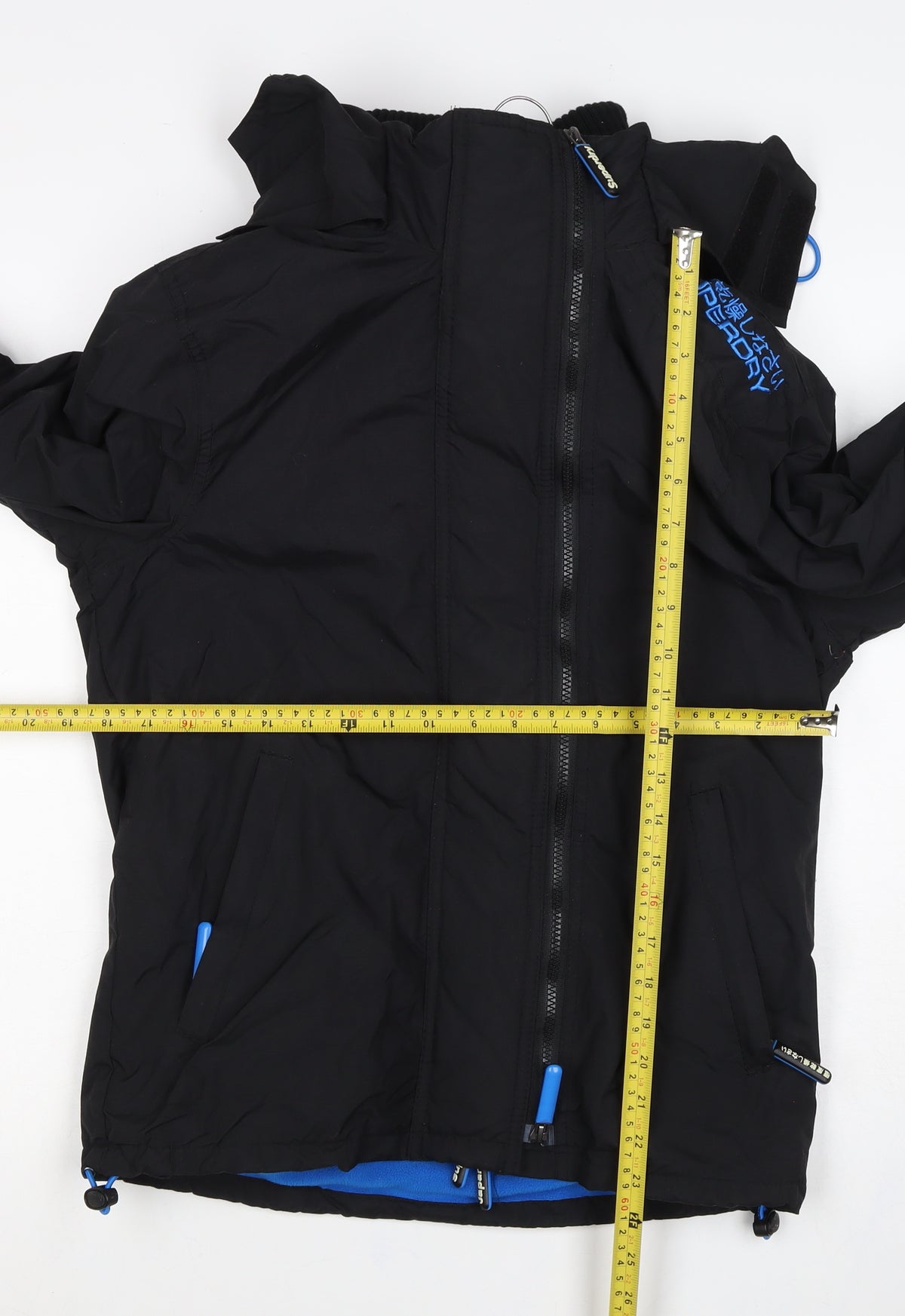 Superdry Men Black S Windbreaker Hooded Full Zip Jacket