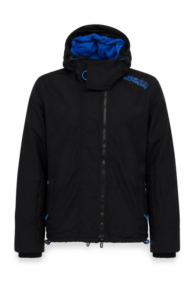 Superdry Men Black S Windbreaker Hooded Full Zip Jacket