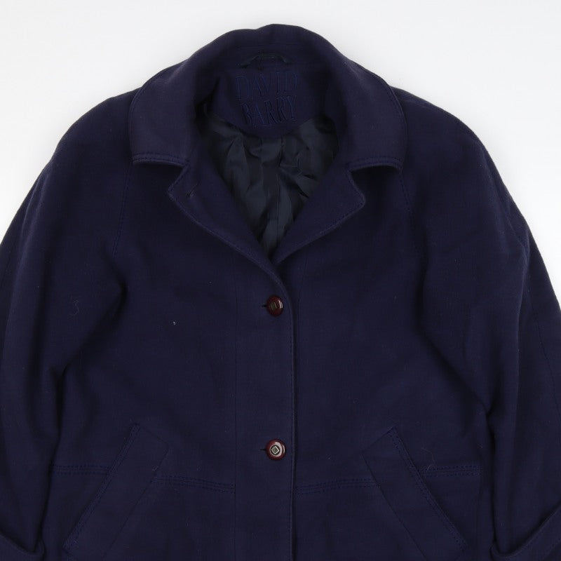 David Barry Women’s Blue Wool Cashmere Long Overcoat Size 10