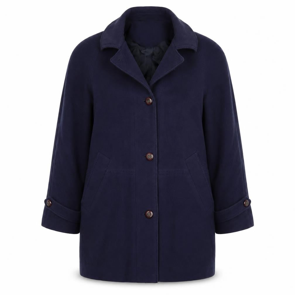 David Barry Women’s Blue Wool Cashmere Long Overcoat Size 10