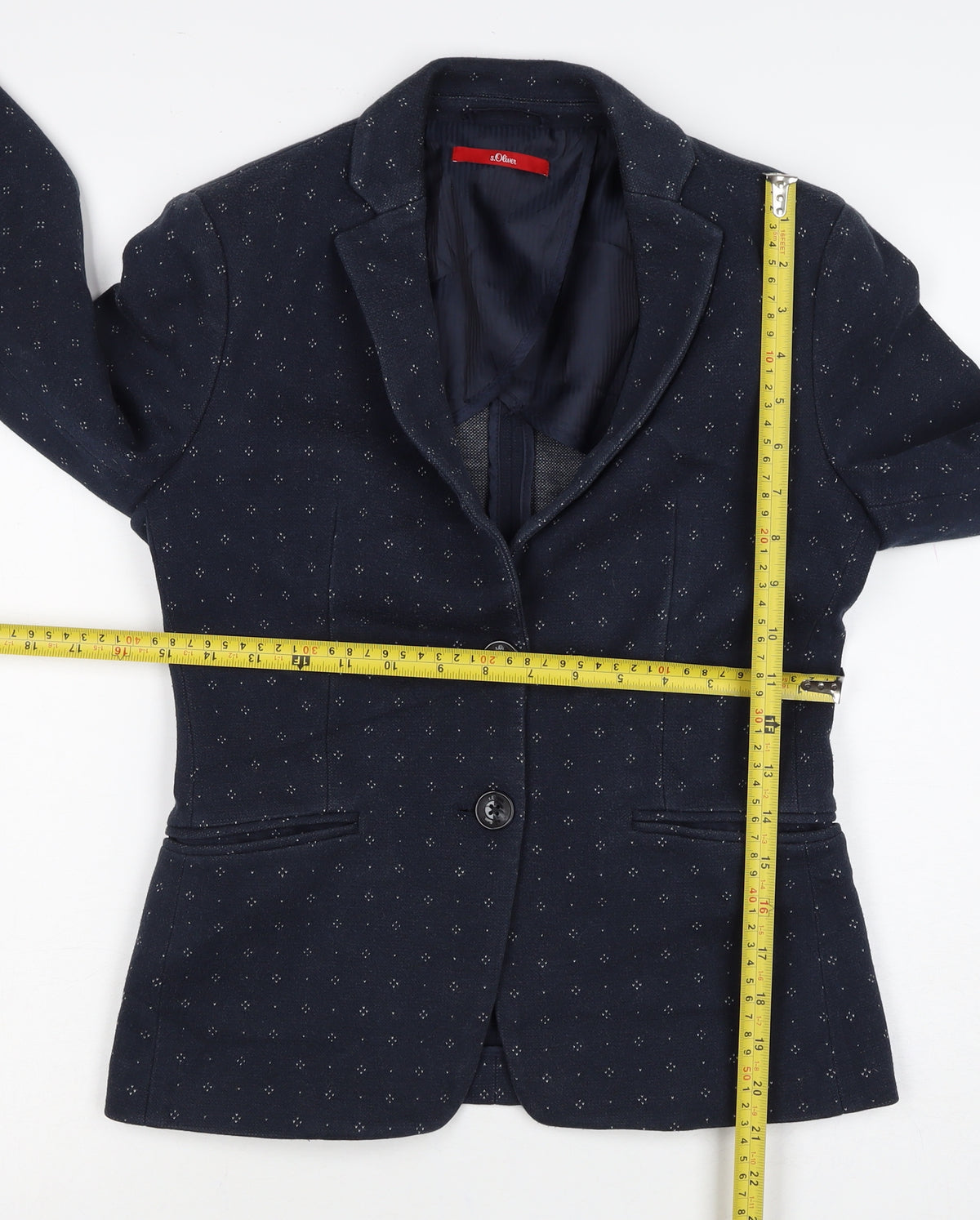 s.Oliver Women’s Blue UK 8 Tailored Geometric Lined Blazer Jacket