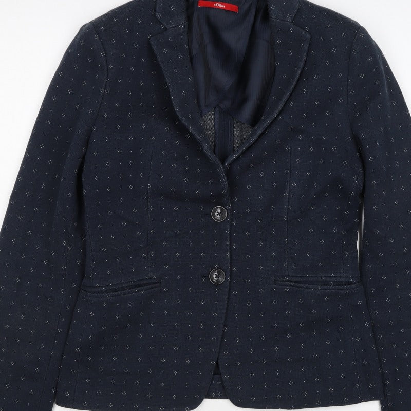 s.Oliver Women’s Blue UK 8 Tailored Geometric Lined Blazer Jacket