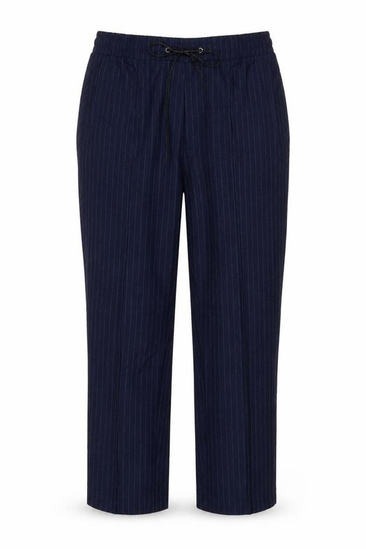 Next Women's Navy UK 14R Pinstripe Wide Leg Drawstring Trousers