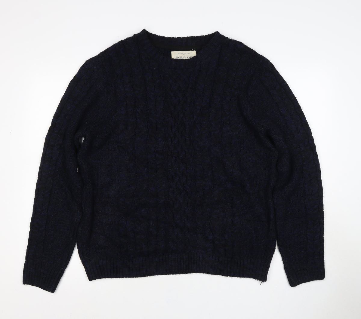 River Island Women’s Navy XS Cable-Knit Crew Neck Pullover Jumper