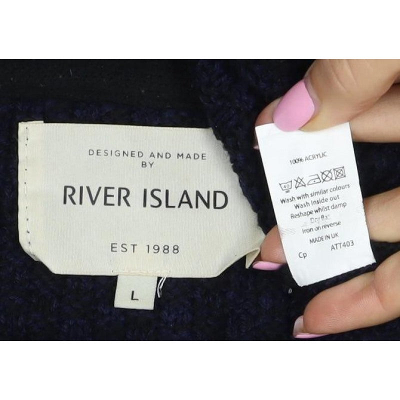 River Island Women’s Navy XS Cable-Knit Crew Neck Pullover Jumper
