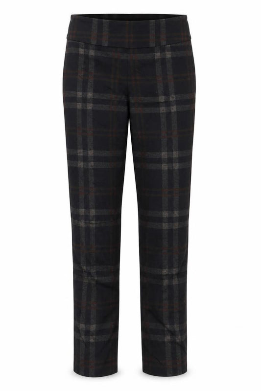 idm Women’s Black Plaid Straight Dress Trousers UK 6 Stretch