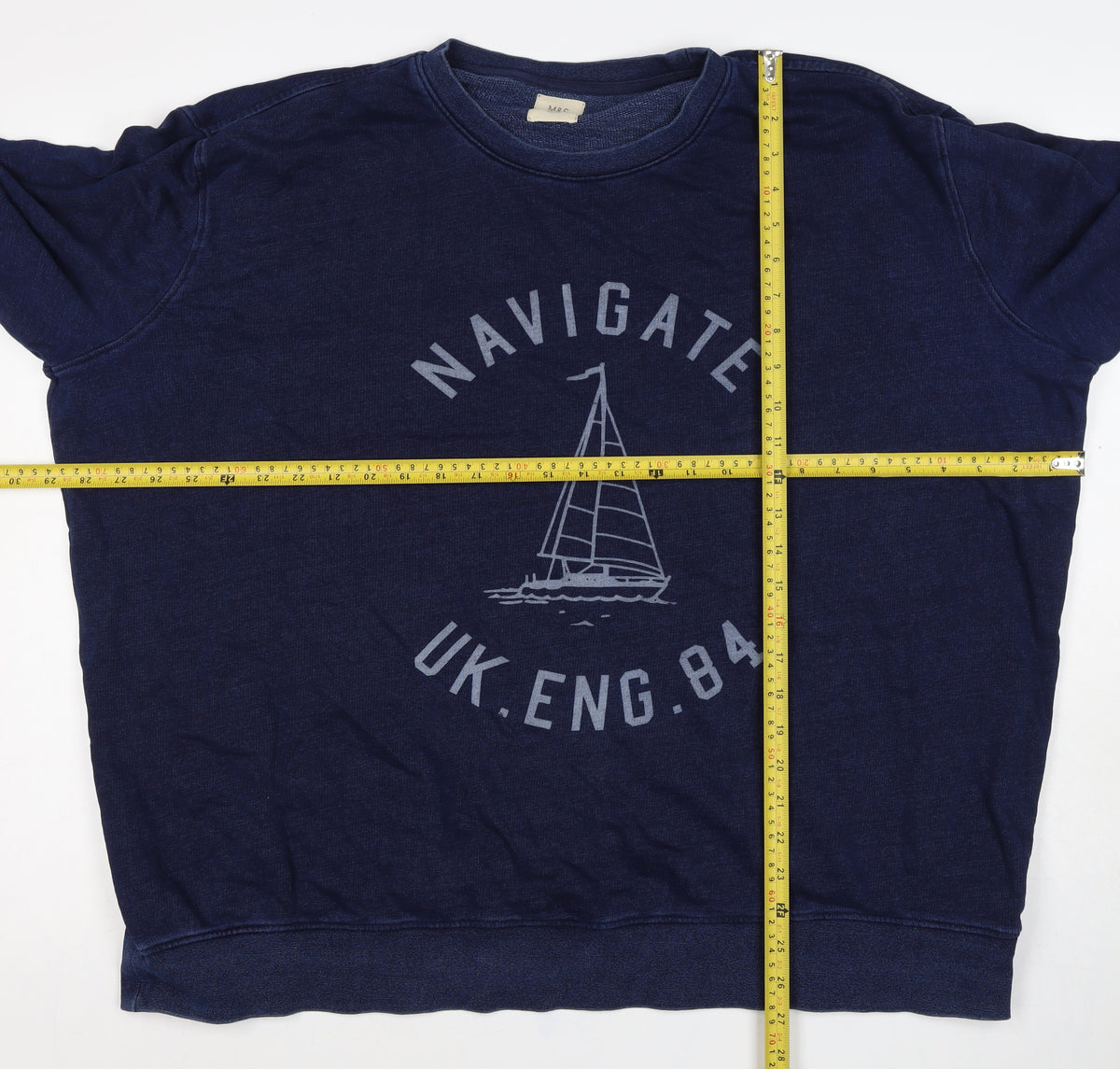 Marks and Spencer Men’s Blue 2XL Pullover Nautical Graphic Sweatshirt