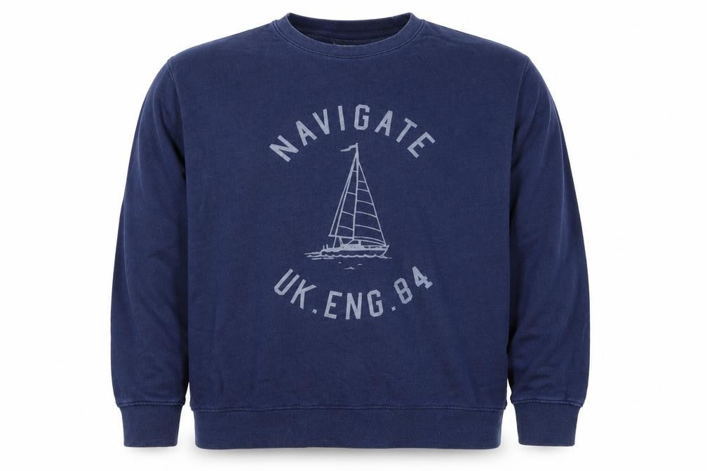 Marks and Spencer Men’s Blue 2XL Pullover Nautical Graphic Sweatshirt