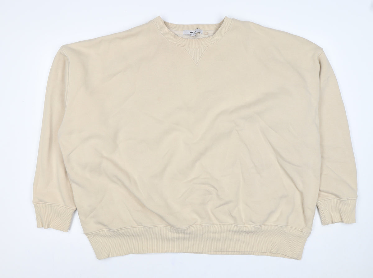Next Men’s Beige XL Crew Neck Pullover Fleece Sweatshirt