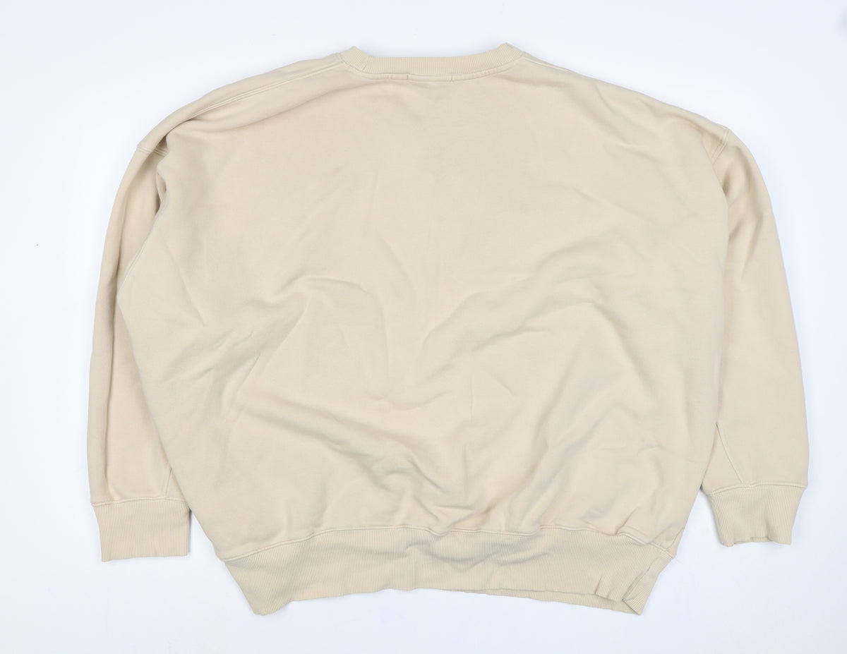 Next Men’s Beige XL Crew Neck Pullover Fleece Sweatshirt