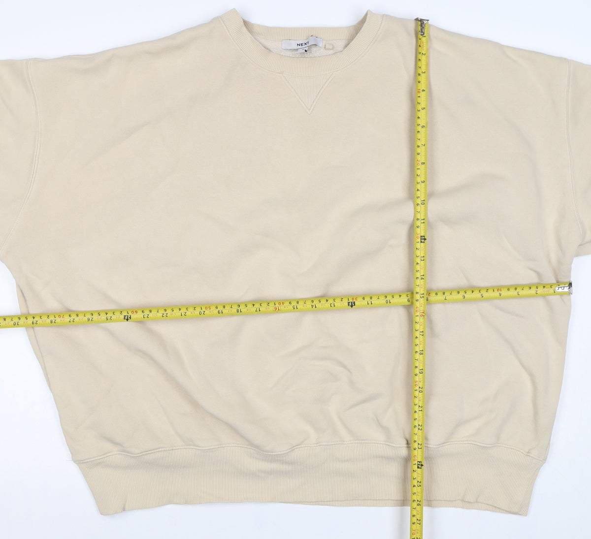 Next Men’s Beige XL Crew Neck Pullover Fleece Sweatshirt