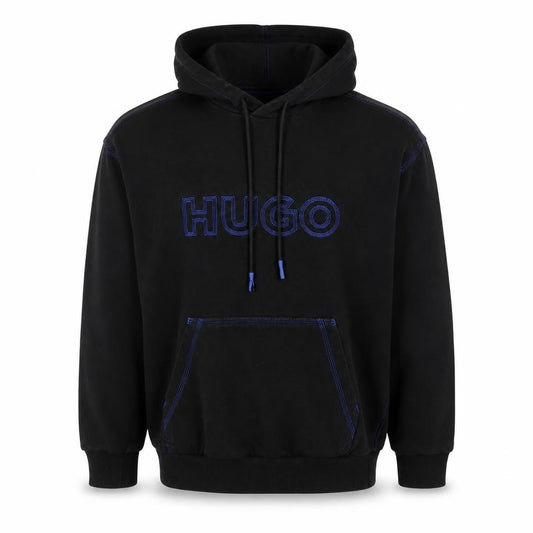 HUGO Men’s Black S Pullover Hoodie Embroidered Logo