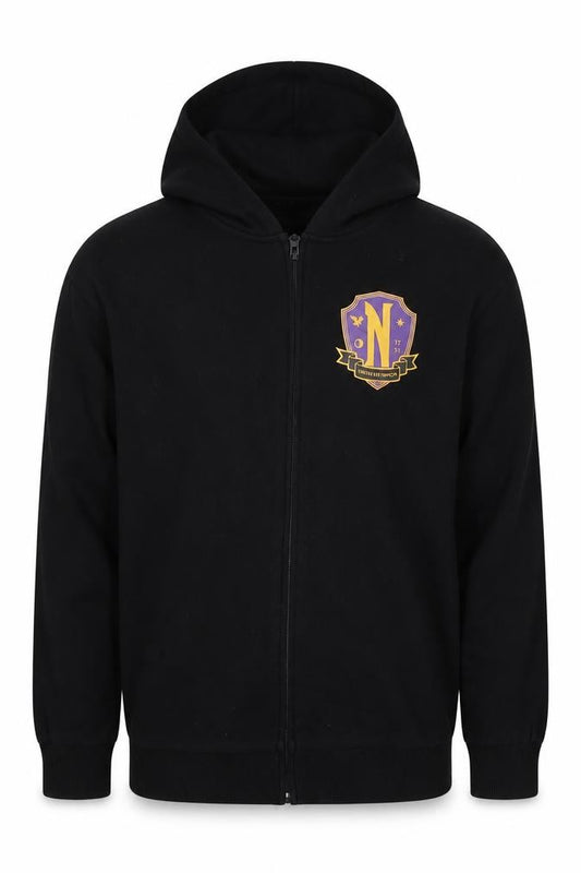 H&M Boys Black Nevermore Academy Full Zip Hoodie 11-12 Years Gothic