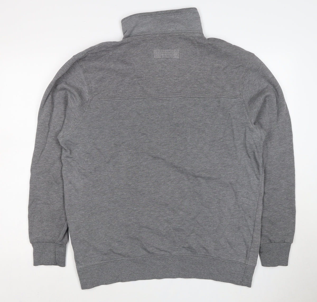 Raging Bull Men’s Grey L Button Henley High Neck Logo Sweatshirt