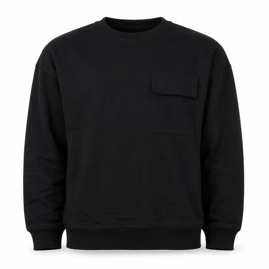 BoohooMAN Men’s Black M Crew Neck Pocket Pullover Sweatshirt