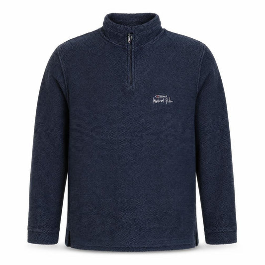 Weird Fish Men's Blue M 1/4 Zip High Neck Knit Sweatshirt Logo
